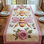 Pink Bee with Cabbage Rose Table Runner