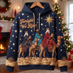 Tonight We Ride Wise Men on Navy hoodie, all-over print