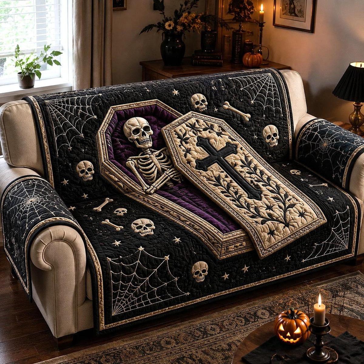 Skeleton Rising from the Coffin Sofa Cover