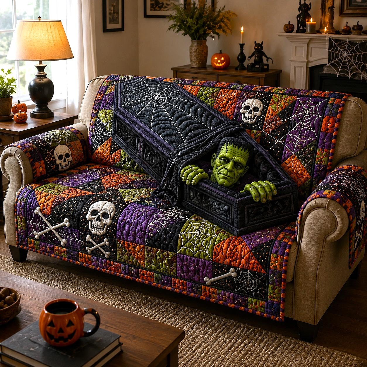 Green Monster in the Coffin Sofa Cover