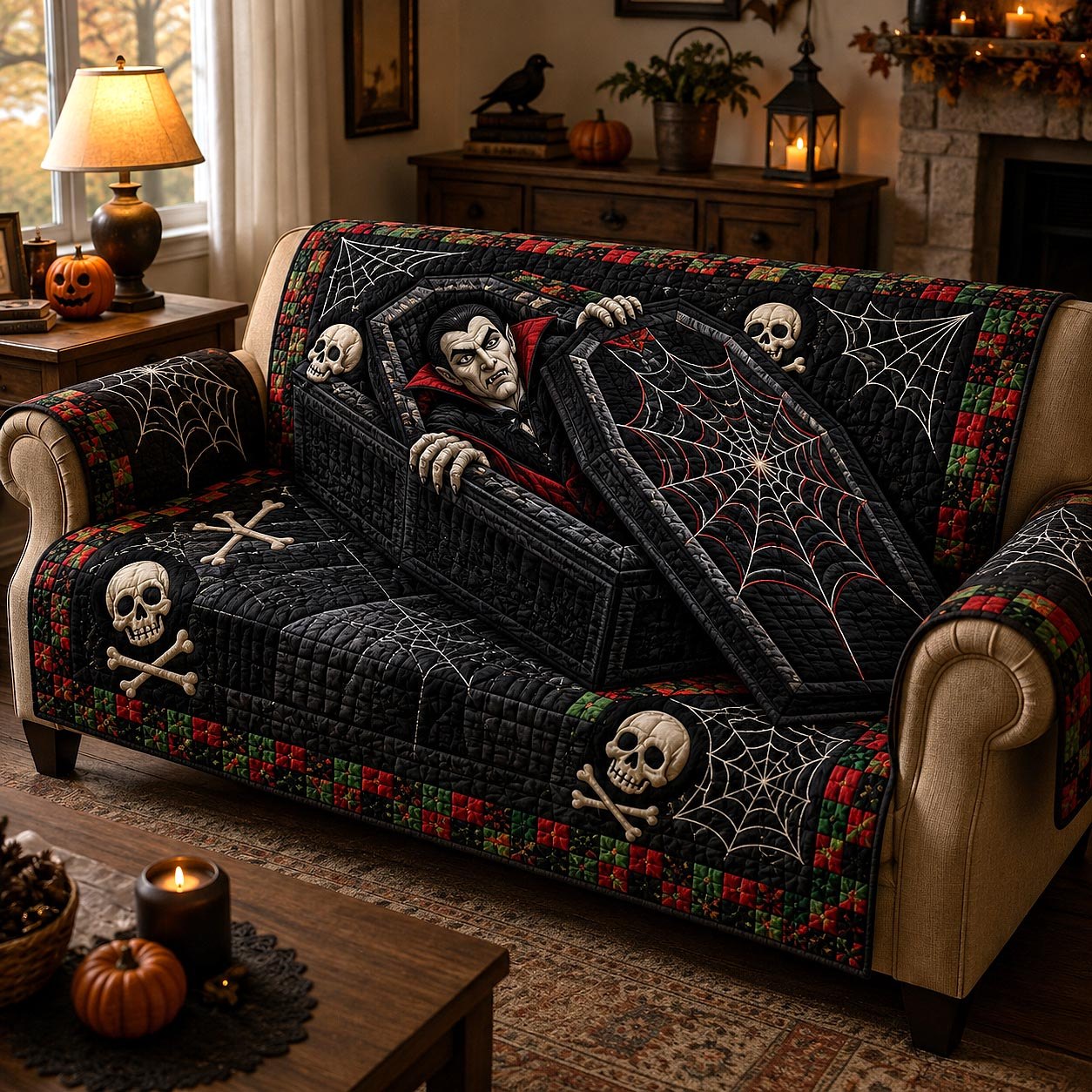 Vampire Rising from the Coffin Sofa Cover