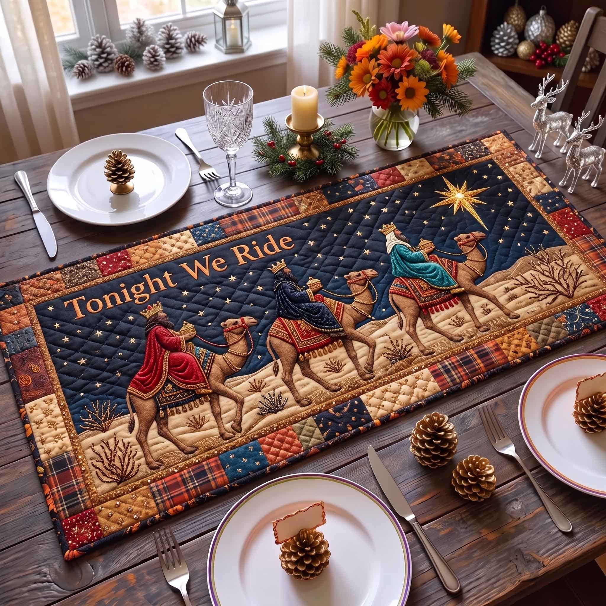 Tonight We Ride Camel Caravan Table Runner