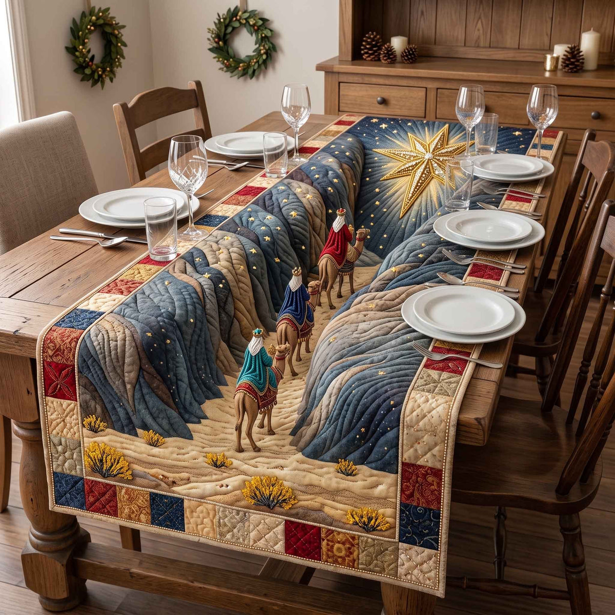Wise Men Walking Down the Dune Table Runner