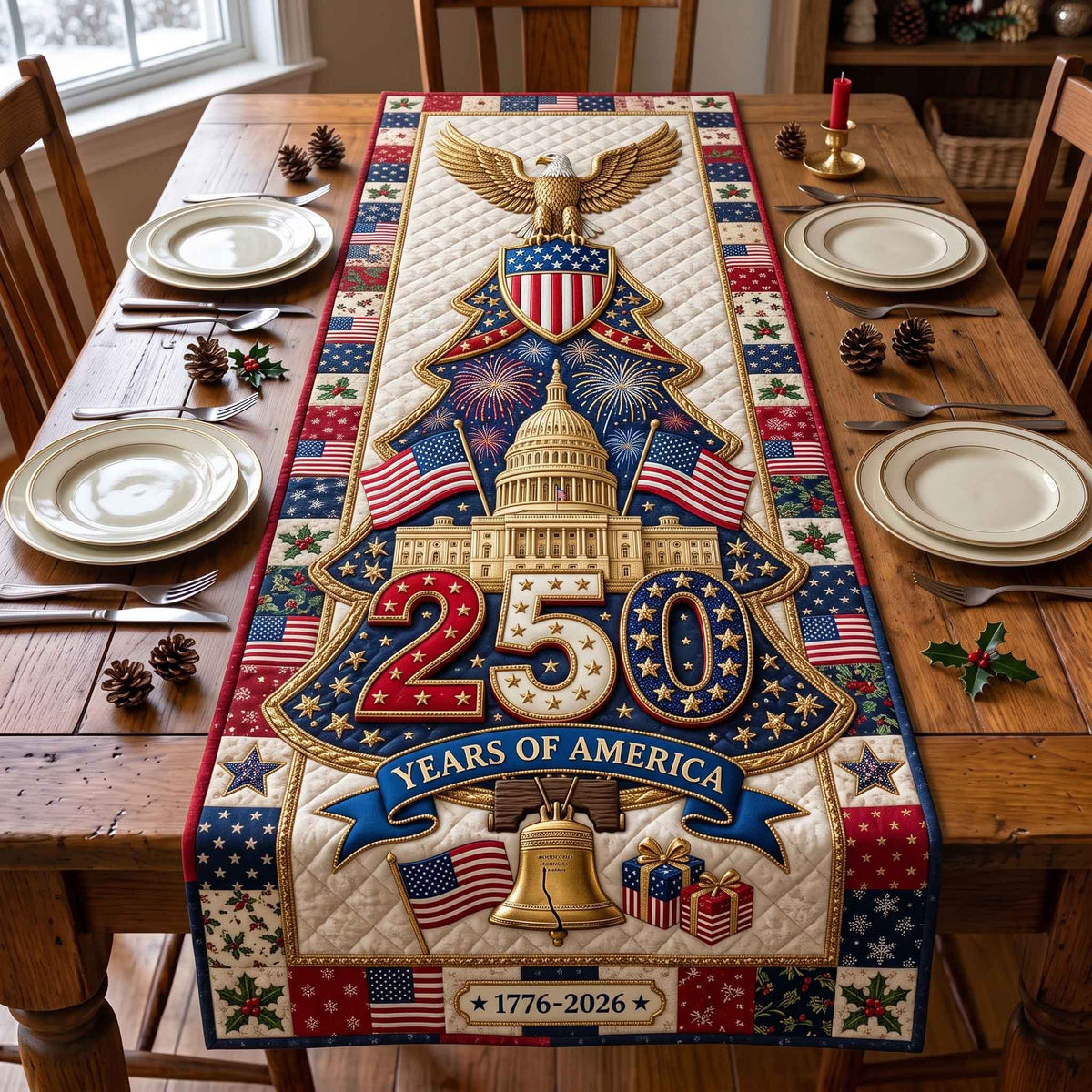 250 Years of America Capitol Bell Table Runner