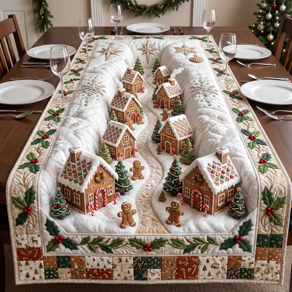 Gingerbread Houses and Gingerbread Men Table Runner