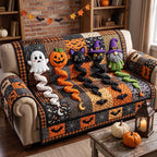 Ghost Pumpkin Cat and Gnome Sofa Cover