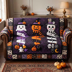 Ghost Pumpkin and Skeleton Friends Sofa Cover