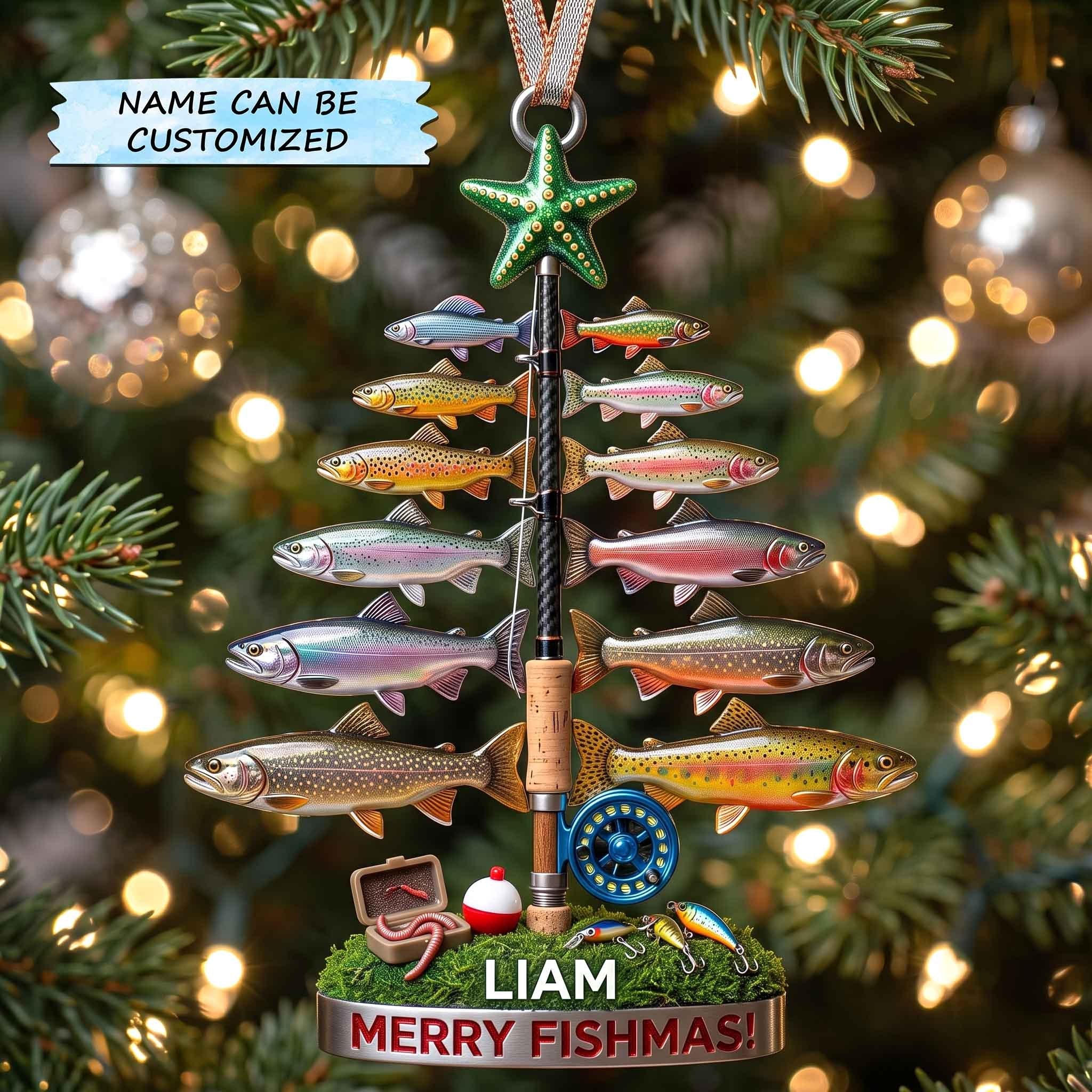 Fishing Rod Tree of Lures Christmas Ornament