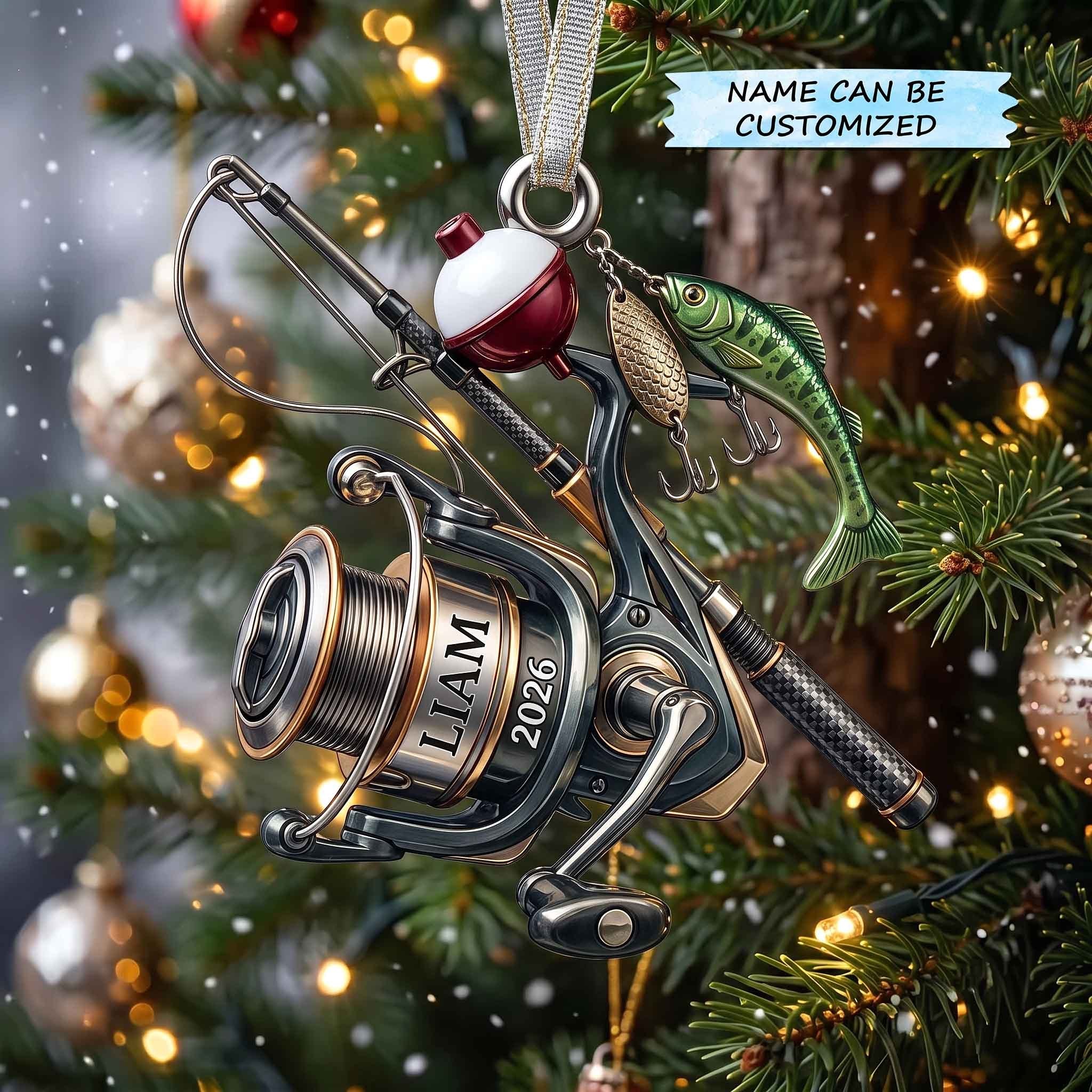Spinning Reel and Bobber Rig Christmas Ornament
