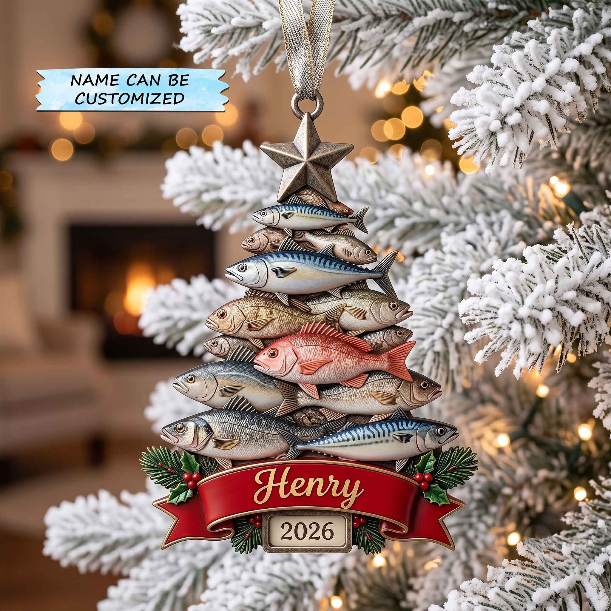 Fish Catch Christmas Tree Christmas Ornament