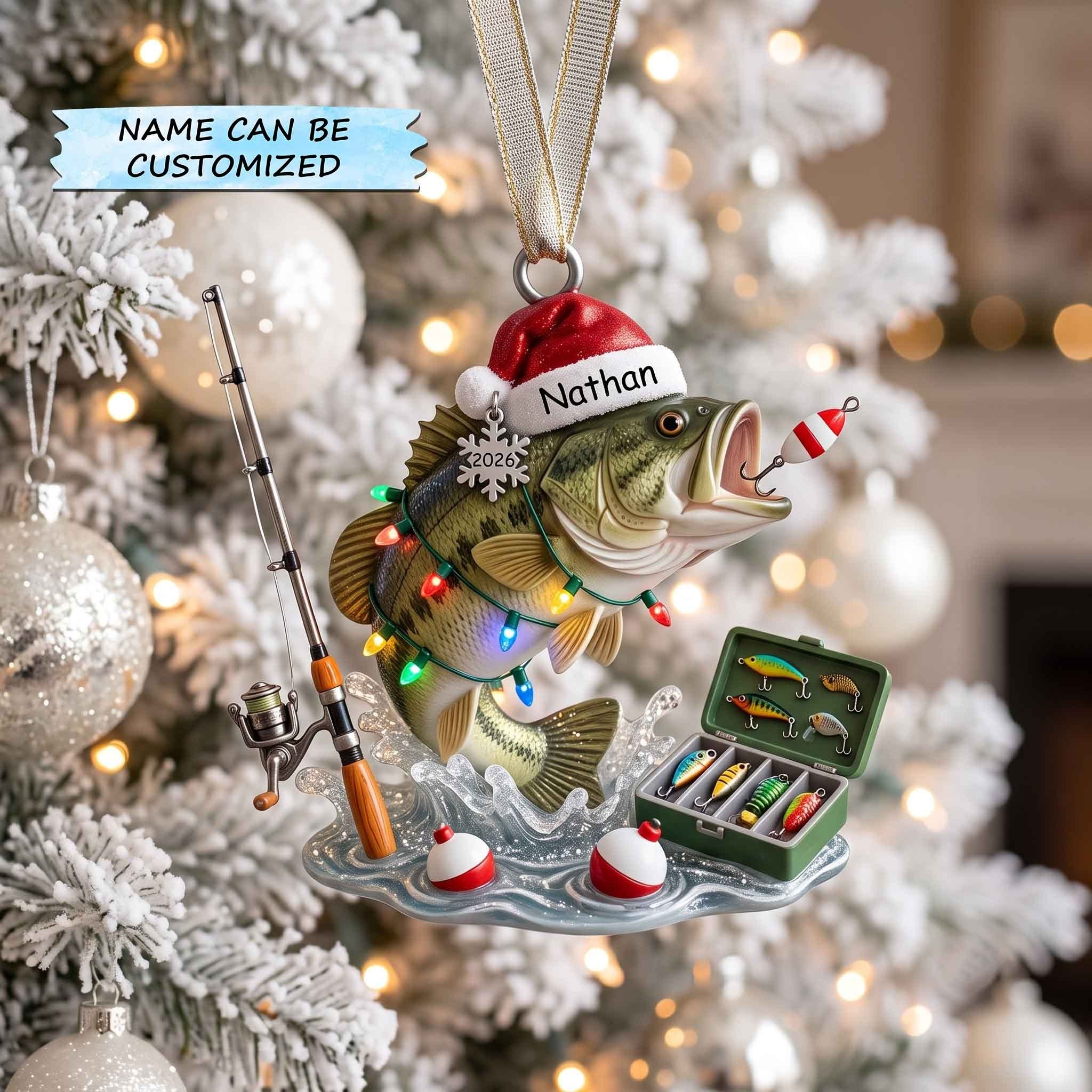 Santa Hat Bass and Tackle Christmas Ornament