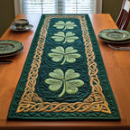 Shamrock in a Celtic Gold Frame Table Runner