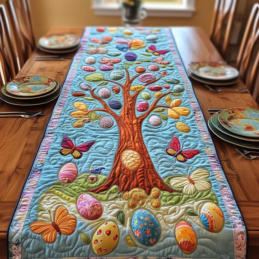 Easter Tree on Blue Sky Table Runner