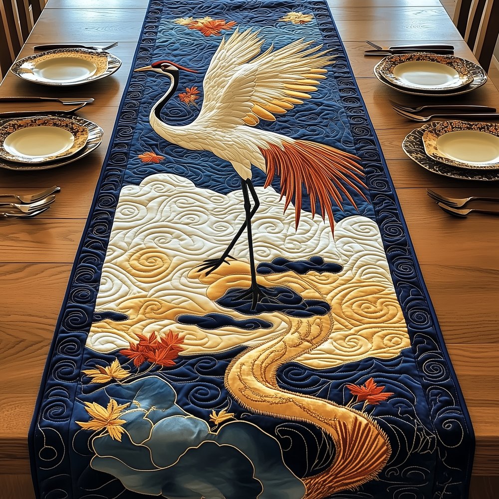 Elegant Crane Table Runner