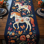 Folk Horse on Navy with Butterflies Table Runner