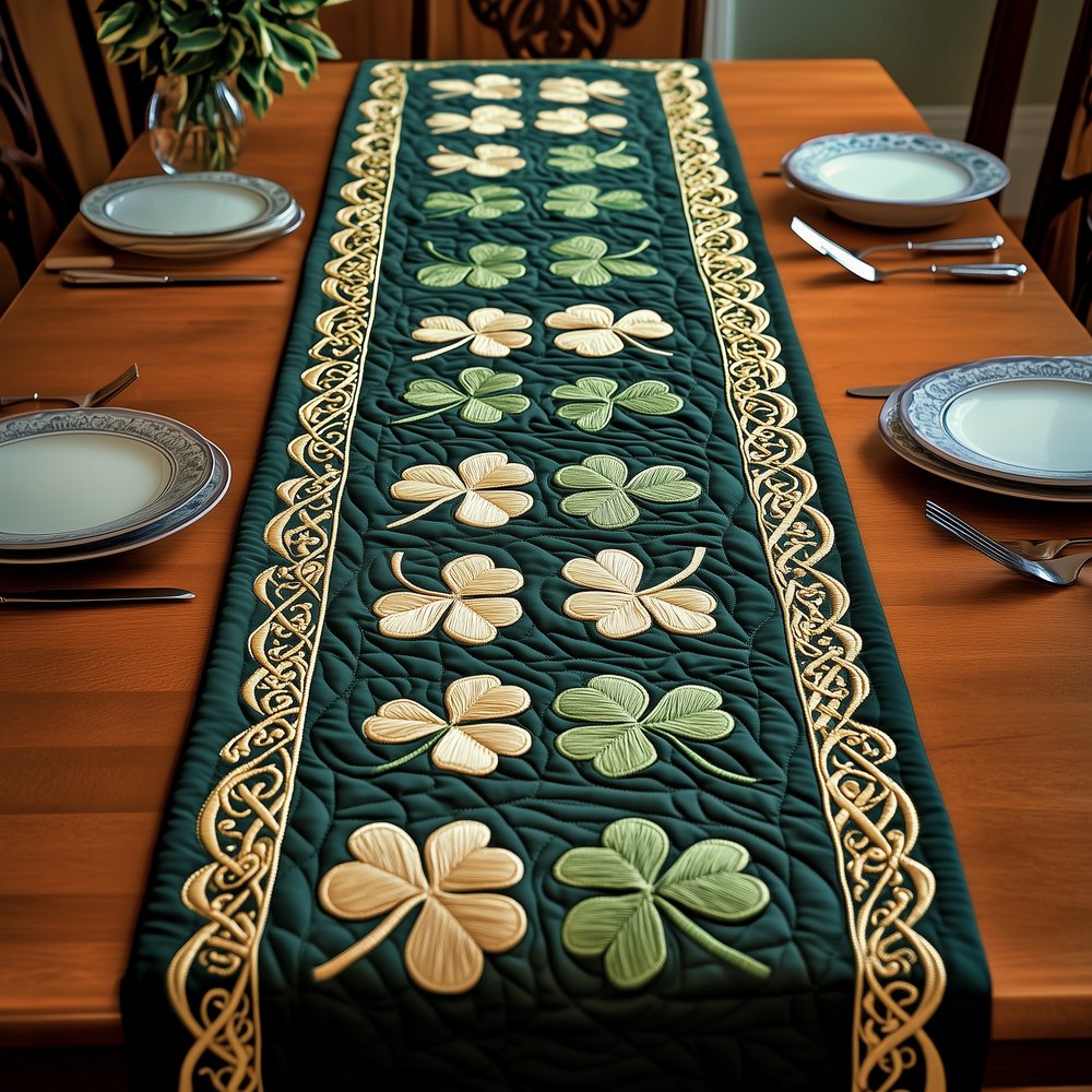 Two Tone Shamrock Ladder Table Runner
