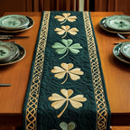 Ivory Shamrocks on Pine Green Table Runner