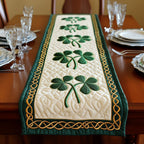 Green Shamrocks on Ivory Runner Table Runner