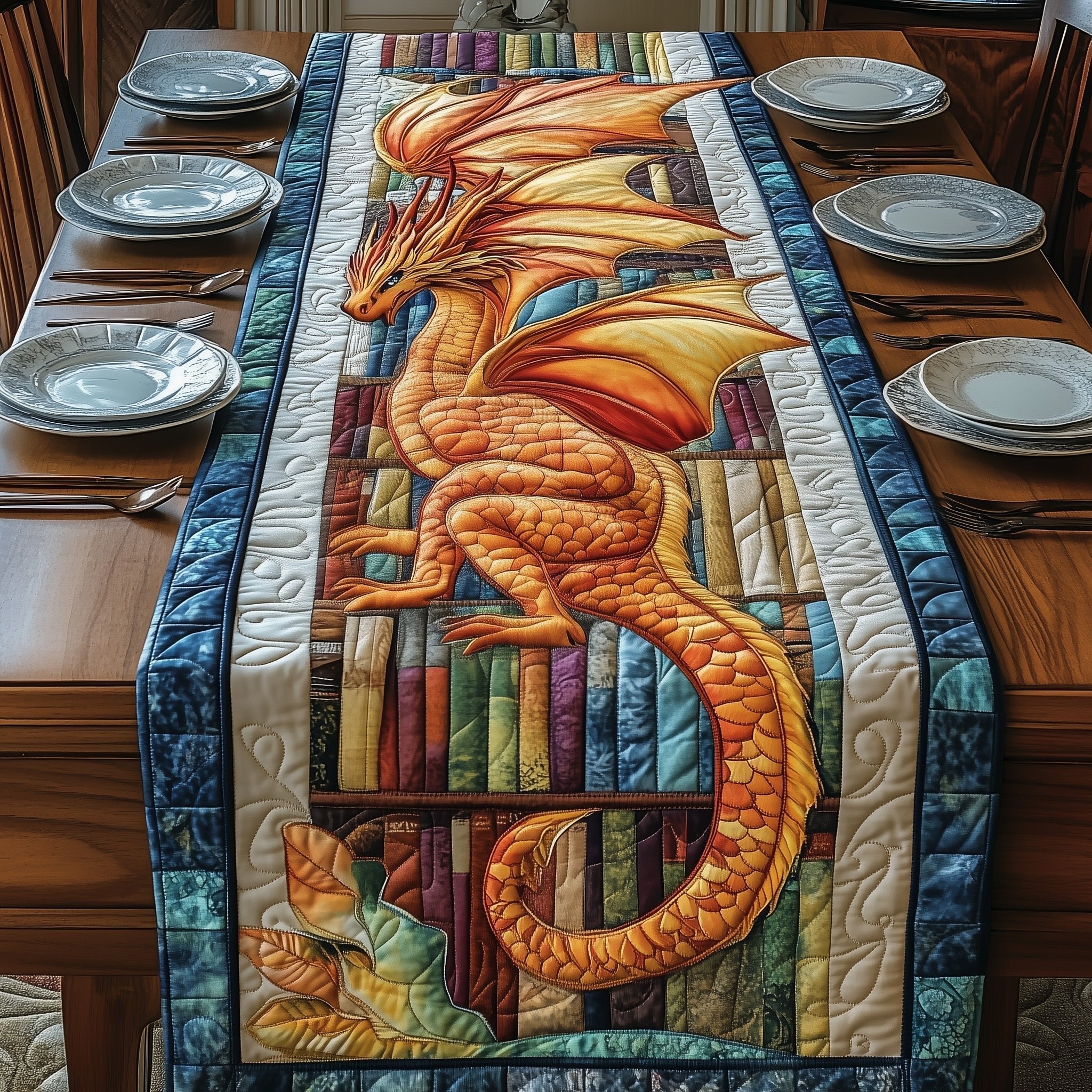Library Dragon Table Runner