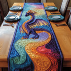Blue Dragon on Orange Waves Table Runner