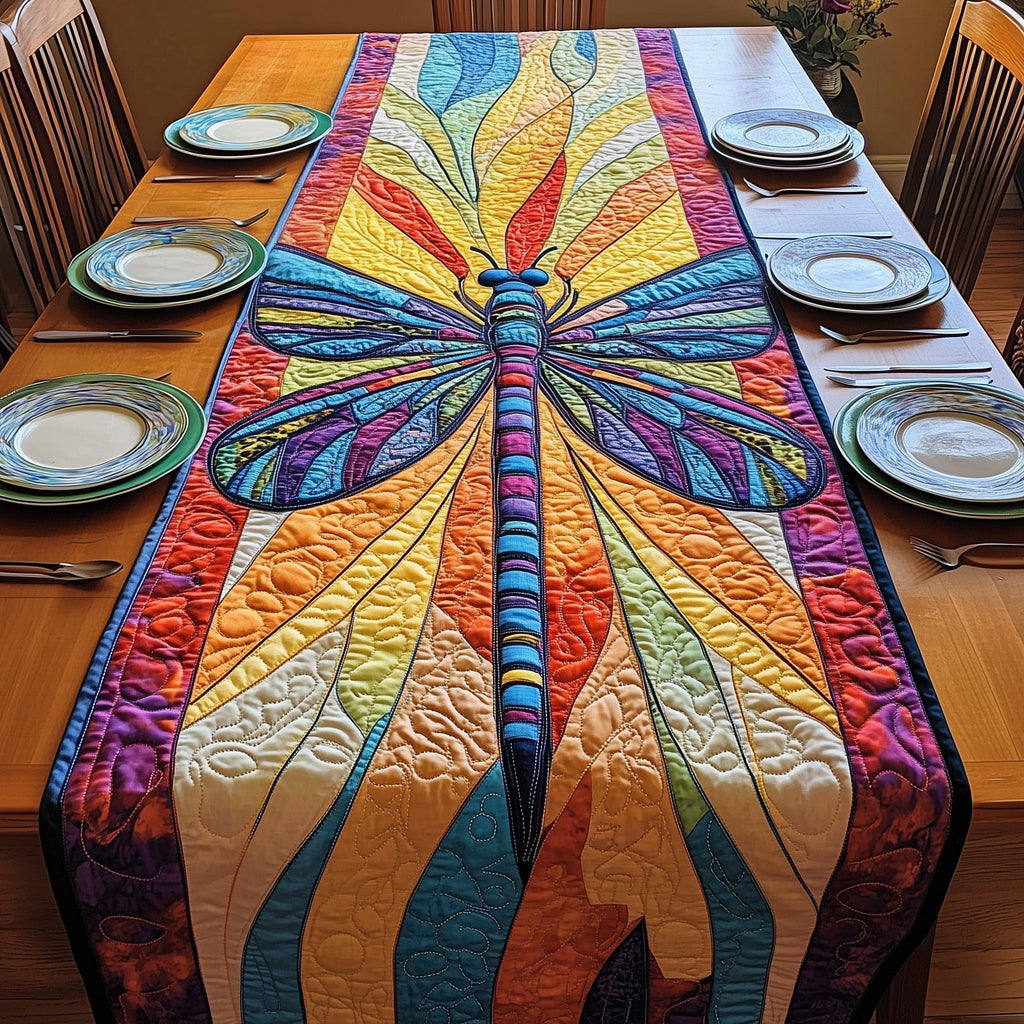 Vibrant Dragonfly Table Runner
