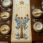 Menorah Tree of Life Cream Table Runner