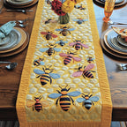 Bees on Pale Yellow Stripes Table Runner