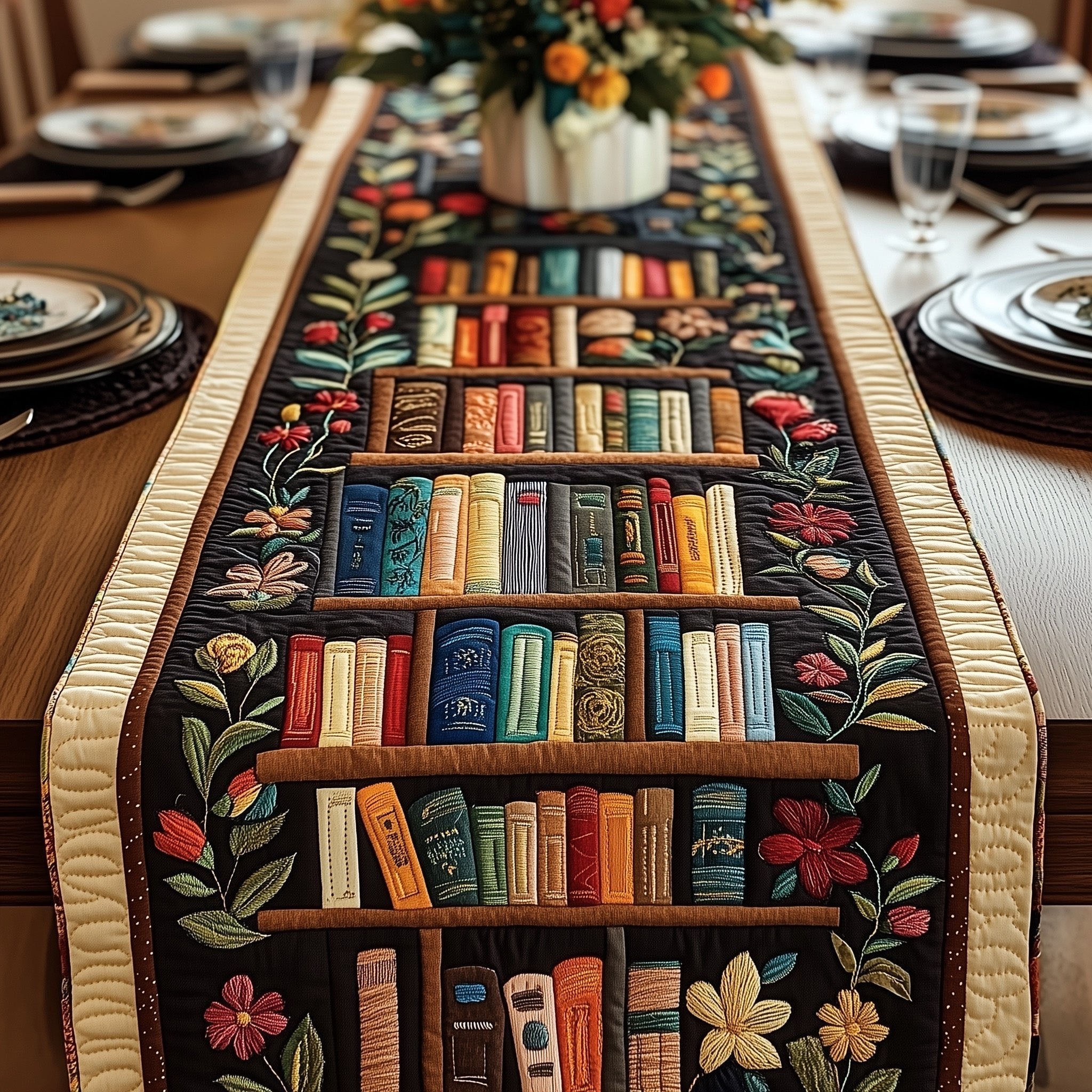 Library Ladder and Climbing Vines Table Runner