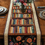 Bookcase with Orange Blossoms Table Runner