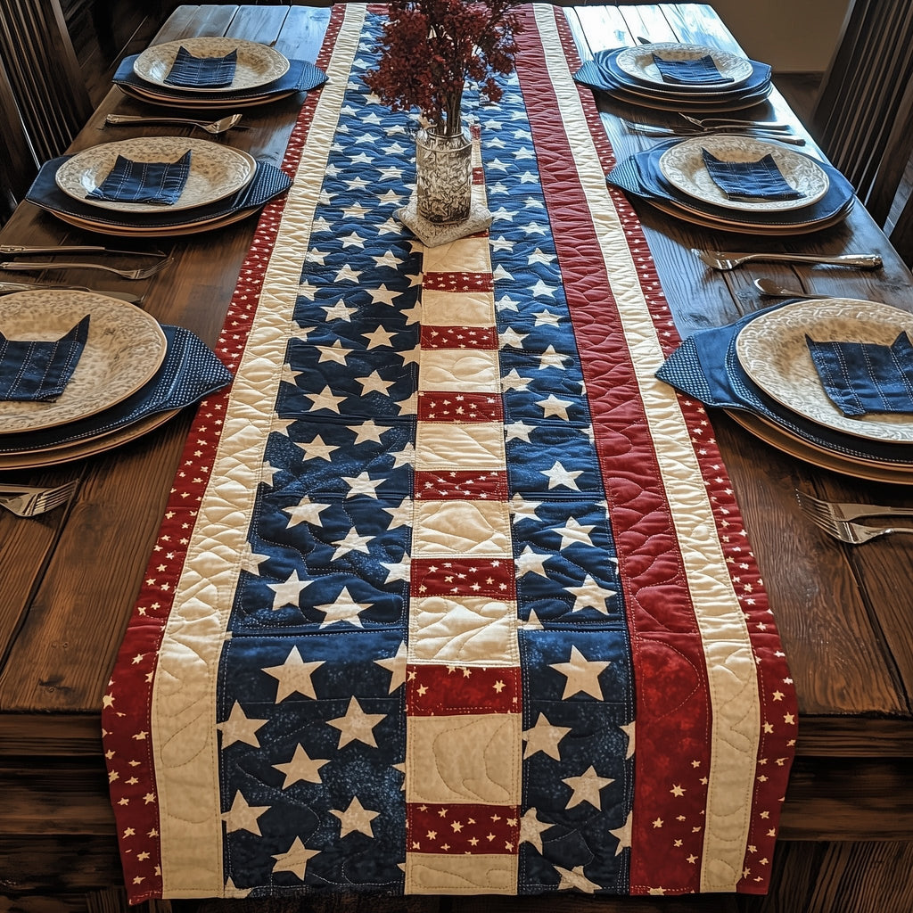 Stars and Stripes Vertical Bands Table Runner