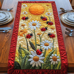 Daisies and Ladybugs on Yellow Table Runner