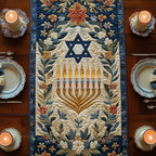 Menorah with Star of David Table Runner