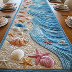 Starfish and Shells on Blue Wave Table Runner