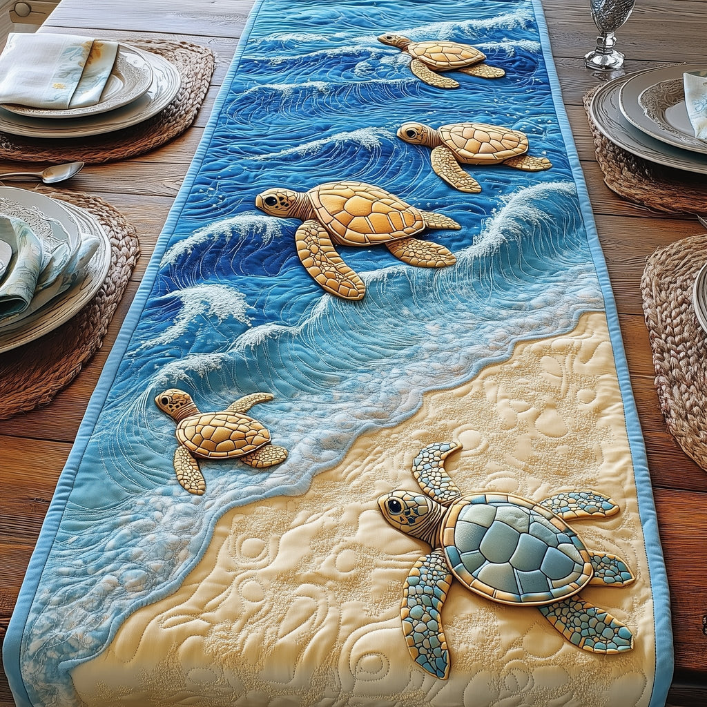 Sea Turtles Swimming to Shore Table Runner