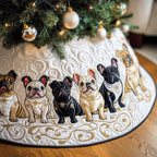 Frenchie Line on the Gold Swirl Christmas Tree Skirt