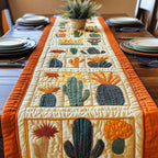 Cactus Squares with Orange Border Table Runner