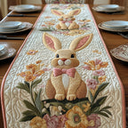 Tan Bunny with a Pink Bow Table Runner