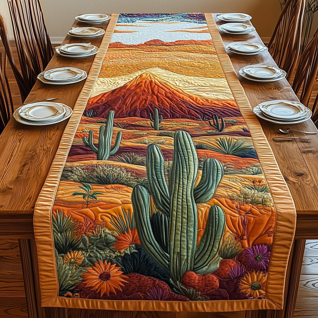 Saguaro Cactus Under Red Mesa Table Runner