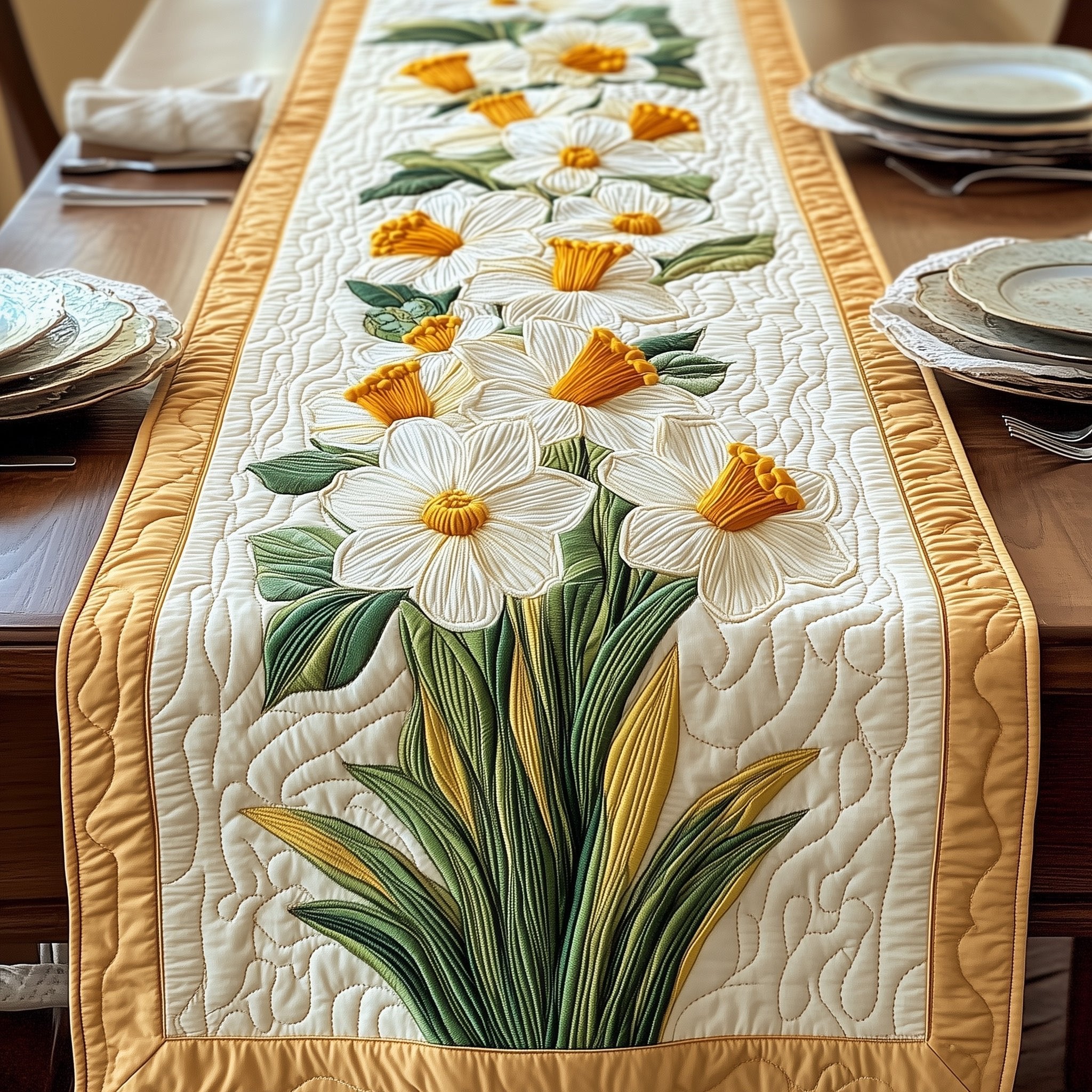 Elegant Daffodil Table Runner