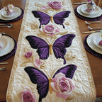 Purple Butterflies with Pink Roses Table Runner