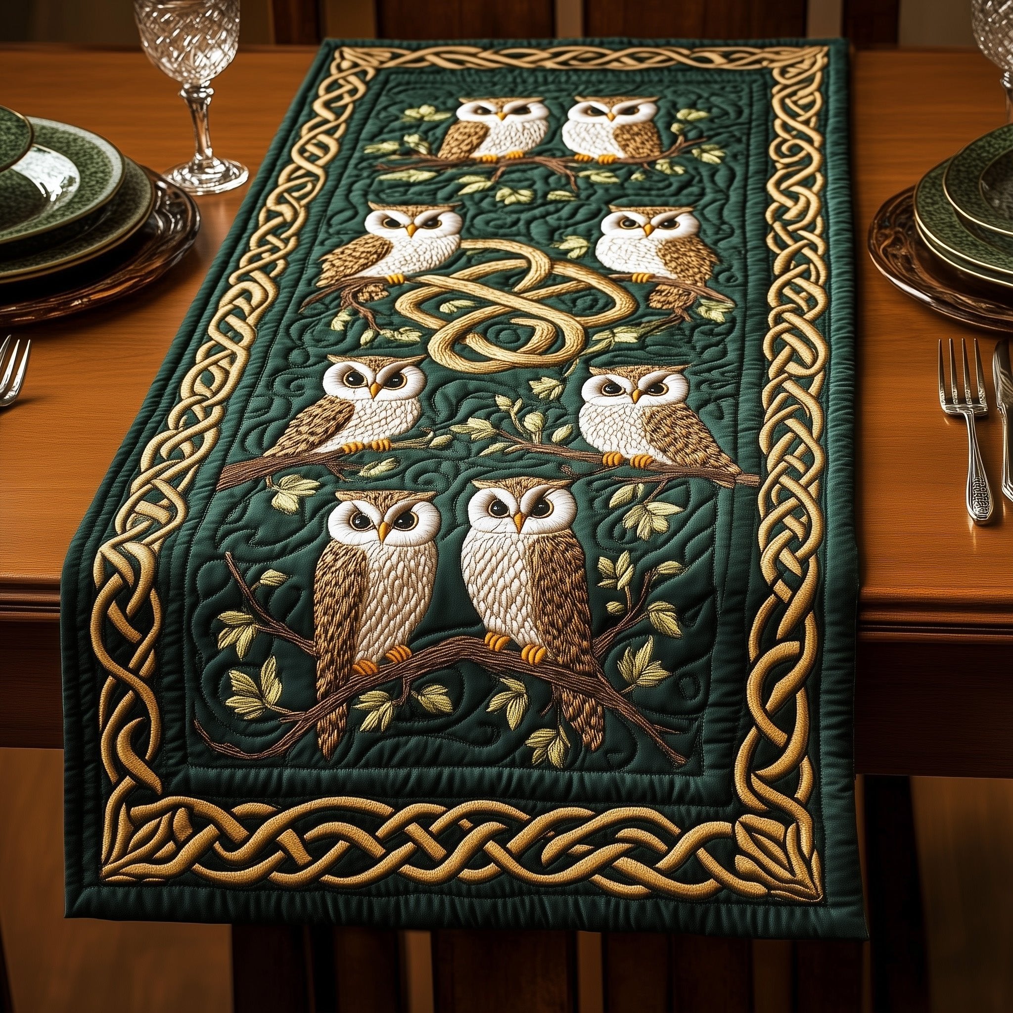 Celtic Wisdom Owl Table Runner