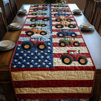 Tractors on American Flag Table Runner