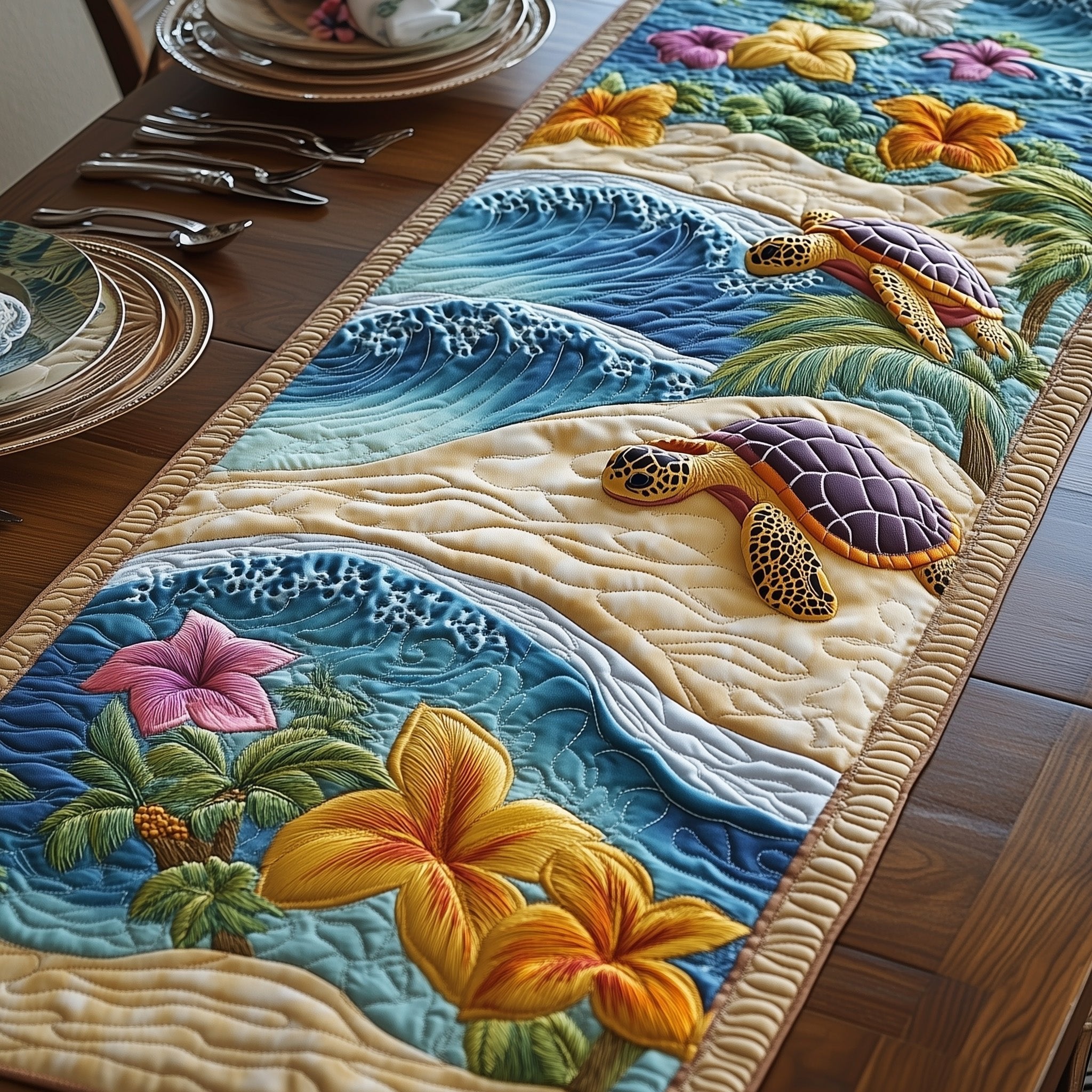 Tropical Turtle Table Runner