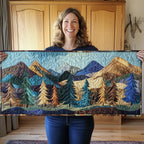 Teal Pines Below Rocky Mountains Table Runner