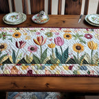 Spring Tulip Row with Sunflowers Table Runner