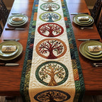 Tree Medallions in Red and Green Table Runner