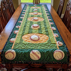 Baseballs on Green Striped Field Table Runner