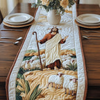 Shepherd Jesus with Grazing Sheep Table Runner