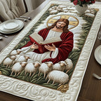 Jesus Reading Among the Lambs Table Runner