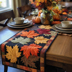 Maple Leaves on Navy Patchwork Table Runner